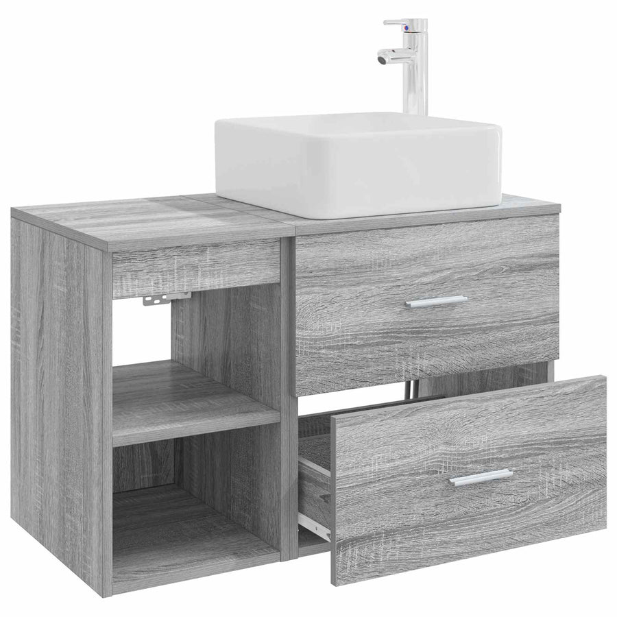 Badkamermeubelset 2 pcs Grijs Sonoma Bewerkt hout