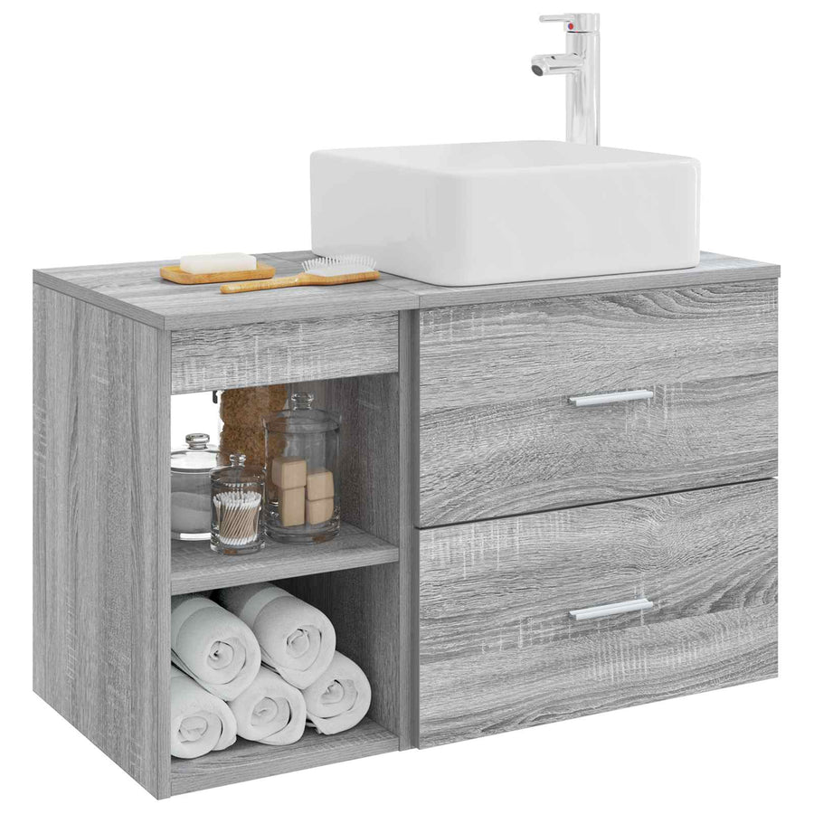 Badkamermeubelset 2 pcs Grijs Sonoma Bewerkt hout