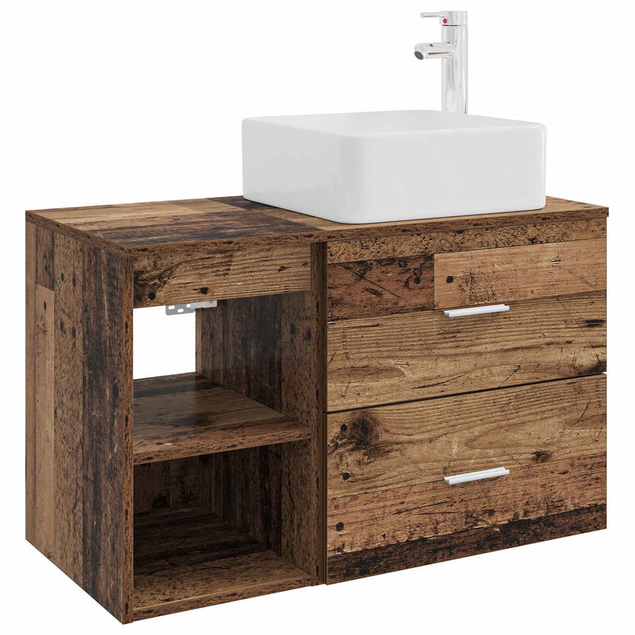 Badkamermeubelset 2 pcs Oud hout Bewerkt hout