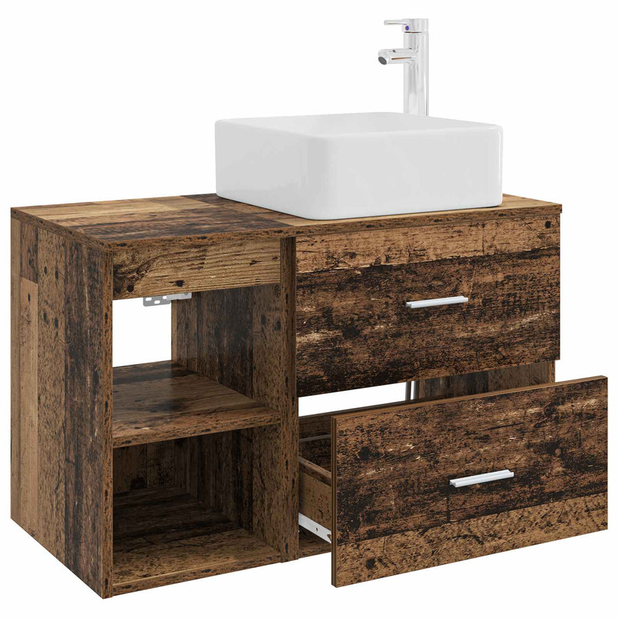 Badkamermeubelset 2 pcs Oud hout Bewerkt hout