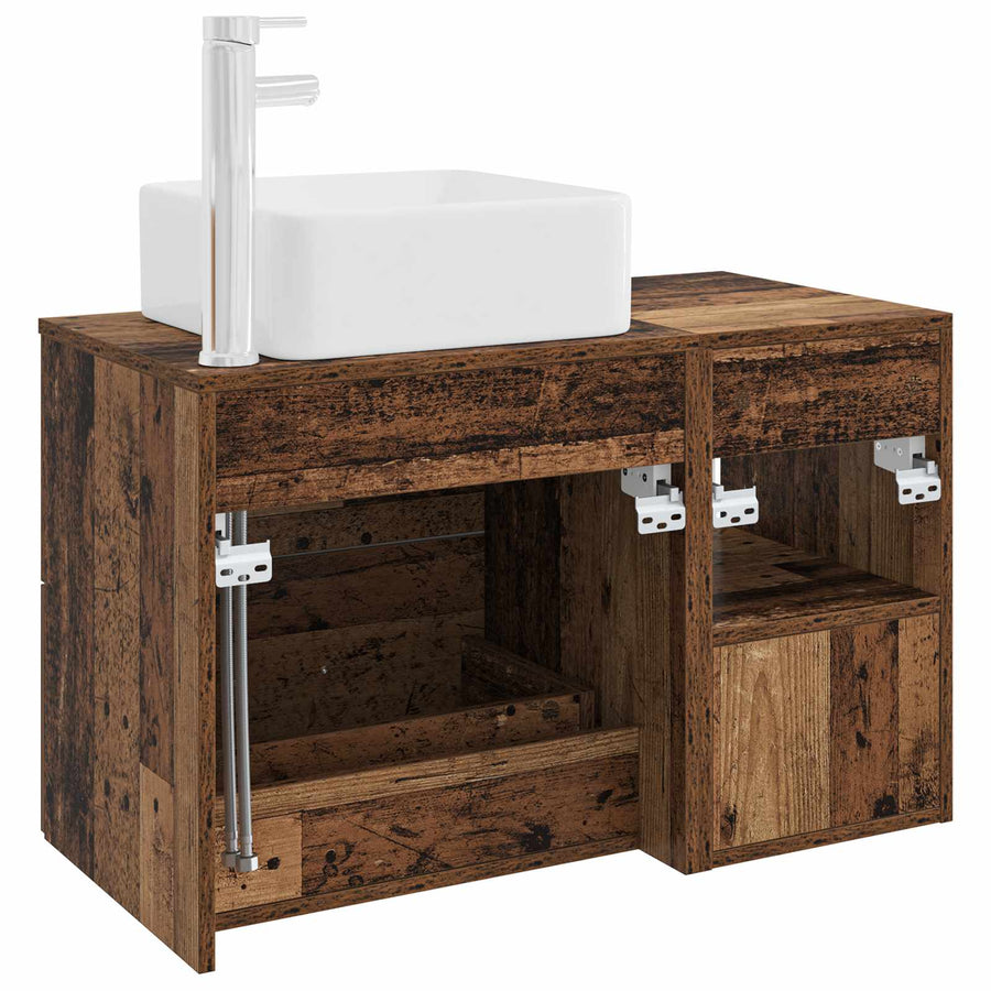 Badkamermeubelset 2 pcs Oud hout Bewerkt hout