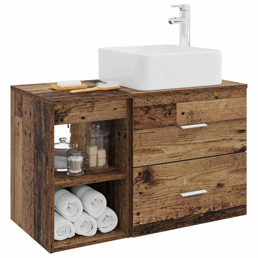 Badkamermeubelset 2 pcs Oud hout Bewerkt hout