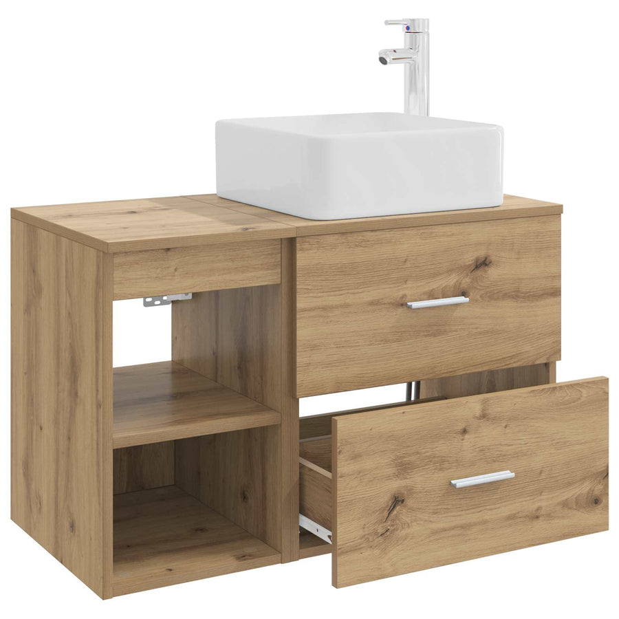 Badkamermeubelset 2 pcs Artisanaal eiken Bewerkt hout