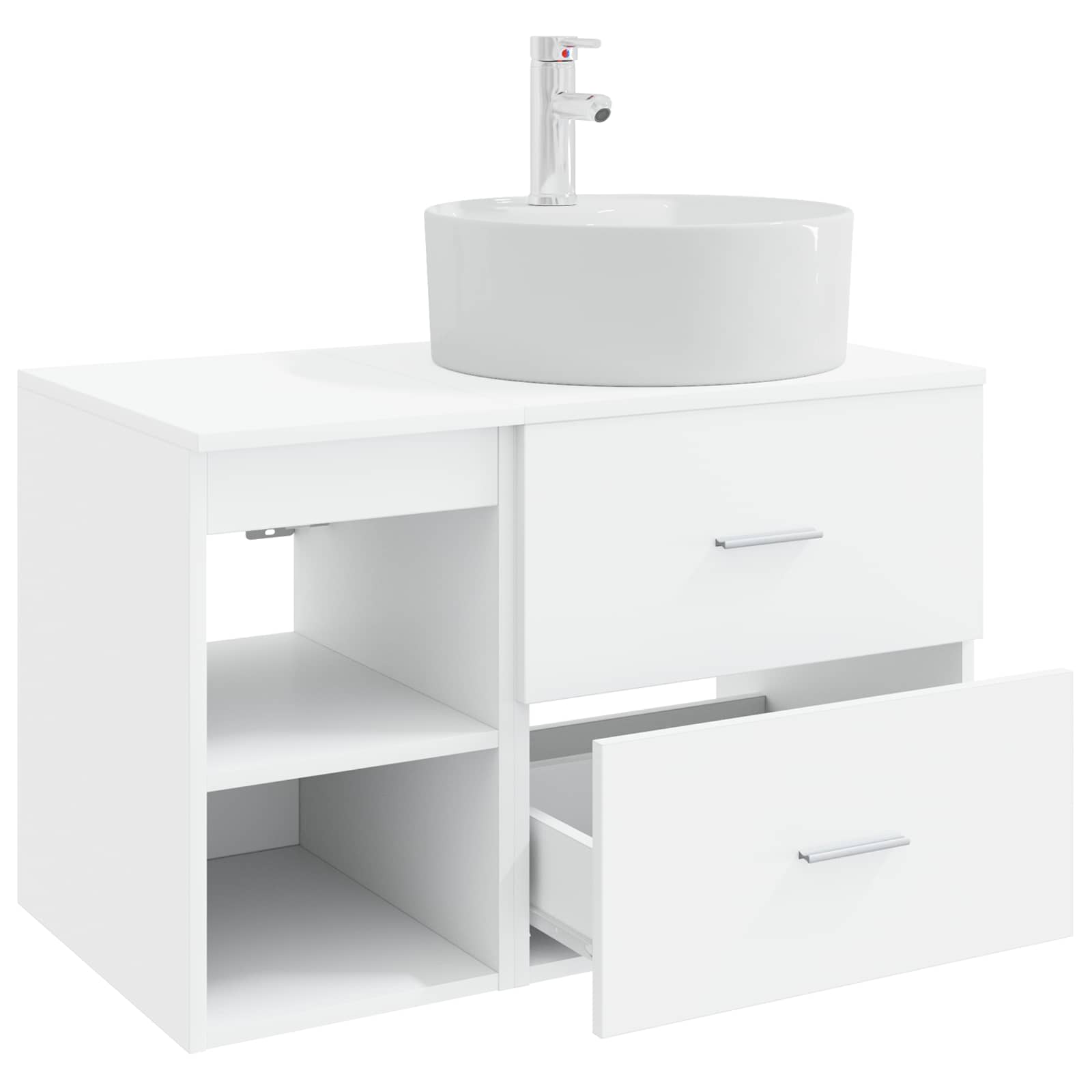 Badkamermeubelset 2 pcs Wit Bewerkt hout