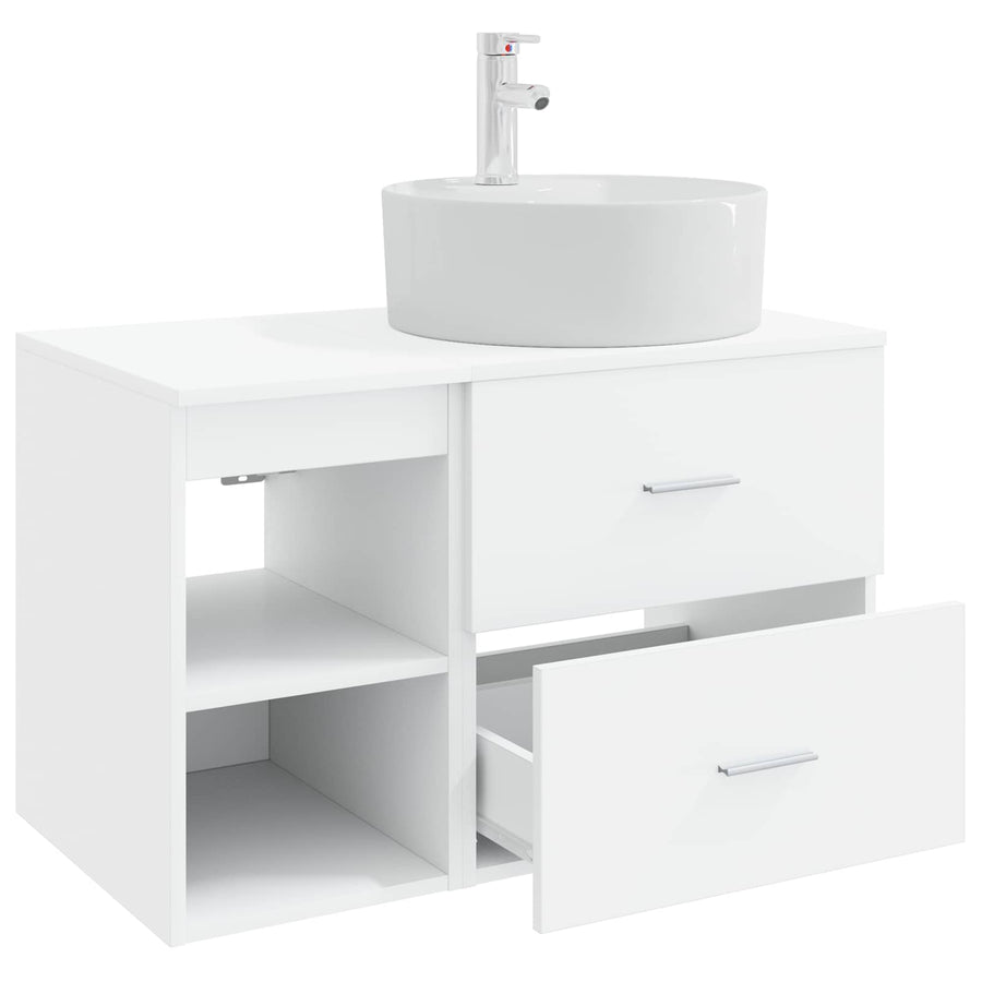Badkamermeubelset 2 pcs Wit Bewerkt hout