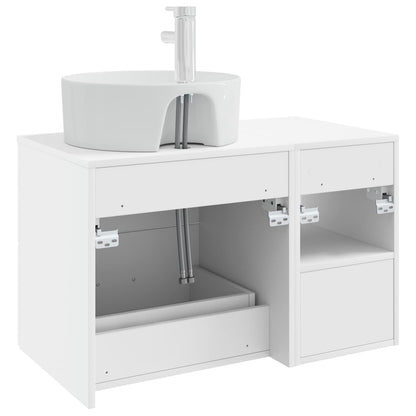 Badkamermeubelset 2 pcs Wit Bewerkt hout
