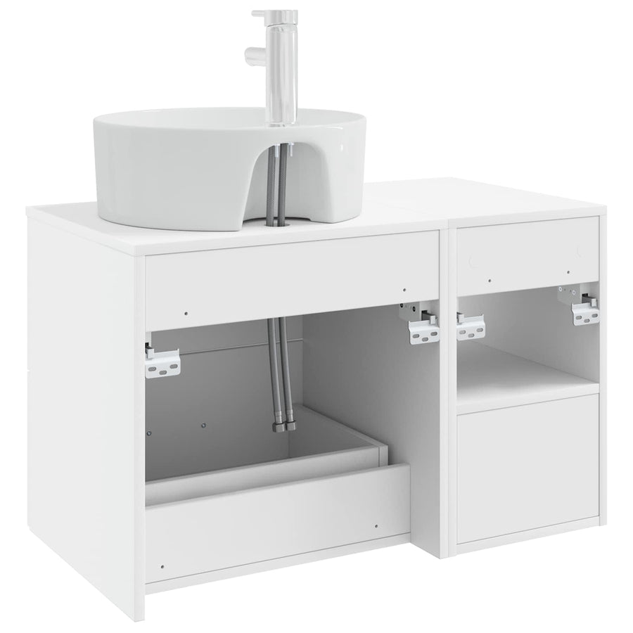 Badkamermeubelset 2 pcs Wit Bewerkt hout