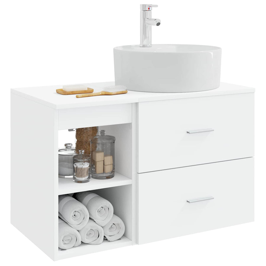 Badkamermeubelset 2 pcs Wit Bewerkt hout
