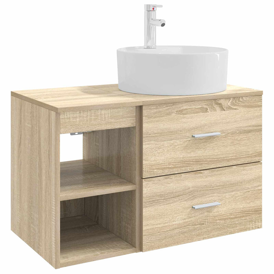 Badkamermeubelset 2 pcs Sonoma Eiken Bewerkt hout