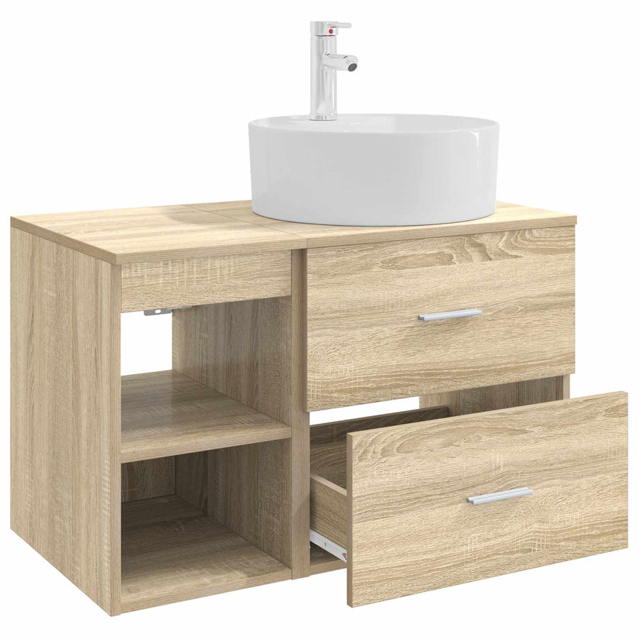 Badkamermeubelset 2 pcs Sonoma Eiken Bewerkt hout