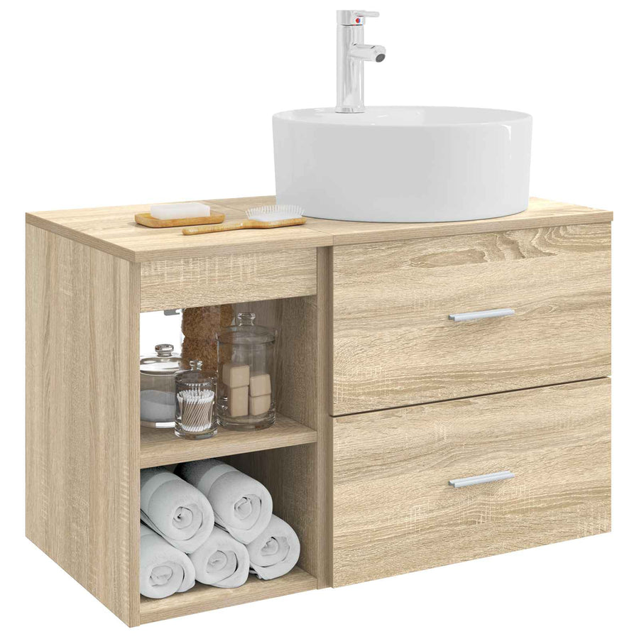 Badkamermeubelset 2 pcs Sonoma Eiken Bewerkt hout