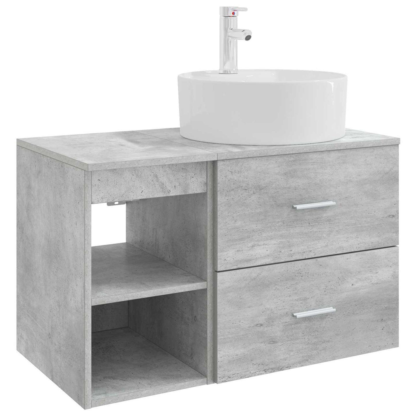 Badkamermeubelset 2 pcs Betongrijs Bewerkt hout
