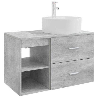 Badkamermeubelset 2 pcs Betongrijs Bewerkt hout