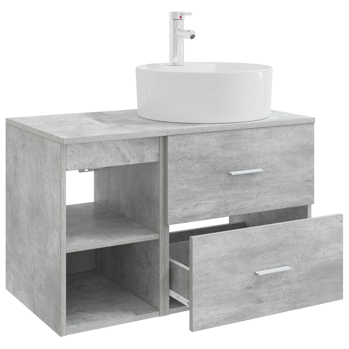Badkamermeubelset 2 pcs Betongrijs Bewerkt hout