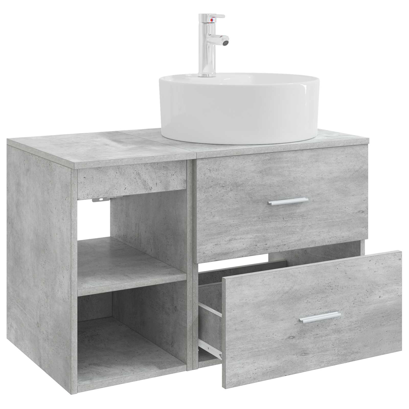 Badkamermeubelset 2 pcs Betongrijs Bewerkt hout