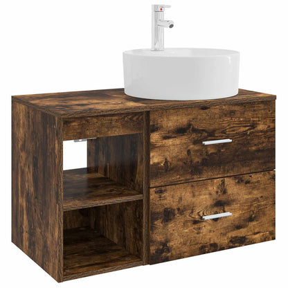 Badkamermeubelset 2 pcs Gerookt eiken Bewerkt hout