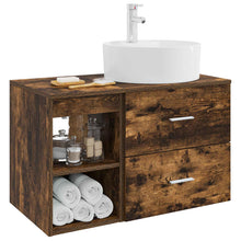 Badkamermeubelset 2 pcs Gerookt eiken Bewerkt hout