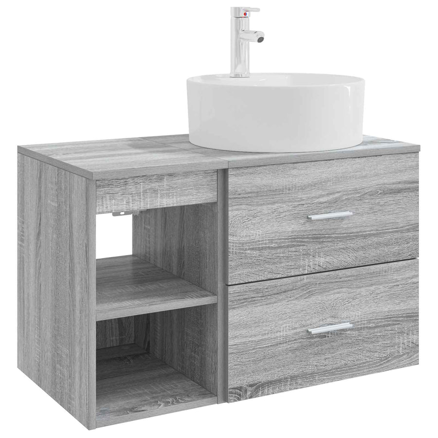 Badkamermeubelset 2 pcs Grijs Sonoma Bewerkt hout