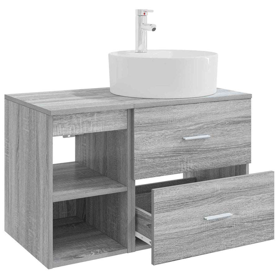 Badkamermeubelset 2 pcs Grijs Sonoma Bewerkt hout