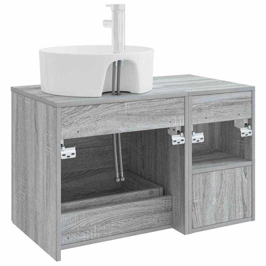 Badkamermeubelset 2 pcs Grijs Sonoma Bewerkt hout