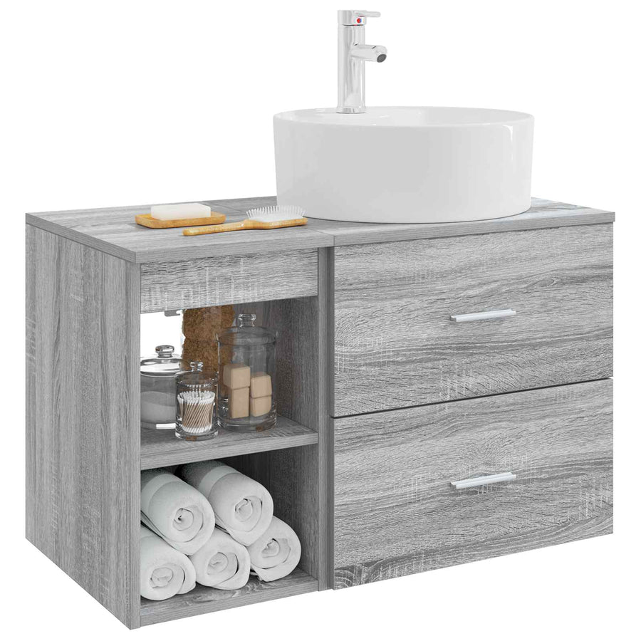 Badkamermeubelset 2 pcs Grijs Sonoma Bewerkt hout