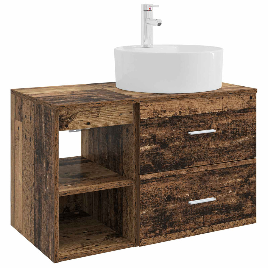 Badkamermeubelset 2 pcs Oud hout Bewerkt hout