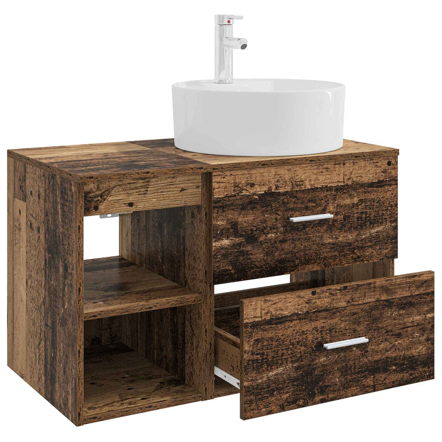 Badkamermeubelset 2 pcs Oud hout Bewerkt hout