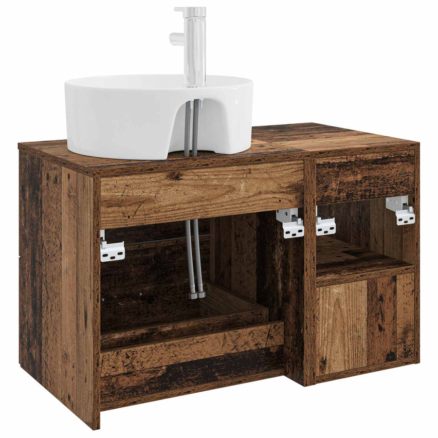 Badkamermeubelset 2 pcs Oud hout Bewerkt hout