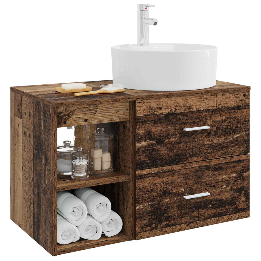 Badkamermeubelset 2 pcs Oud hout Bewerkt hout