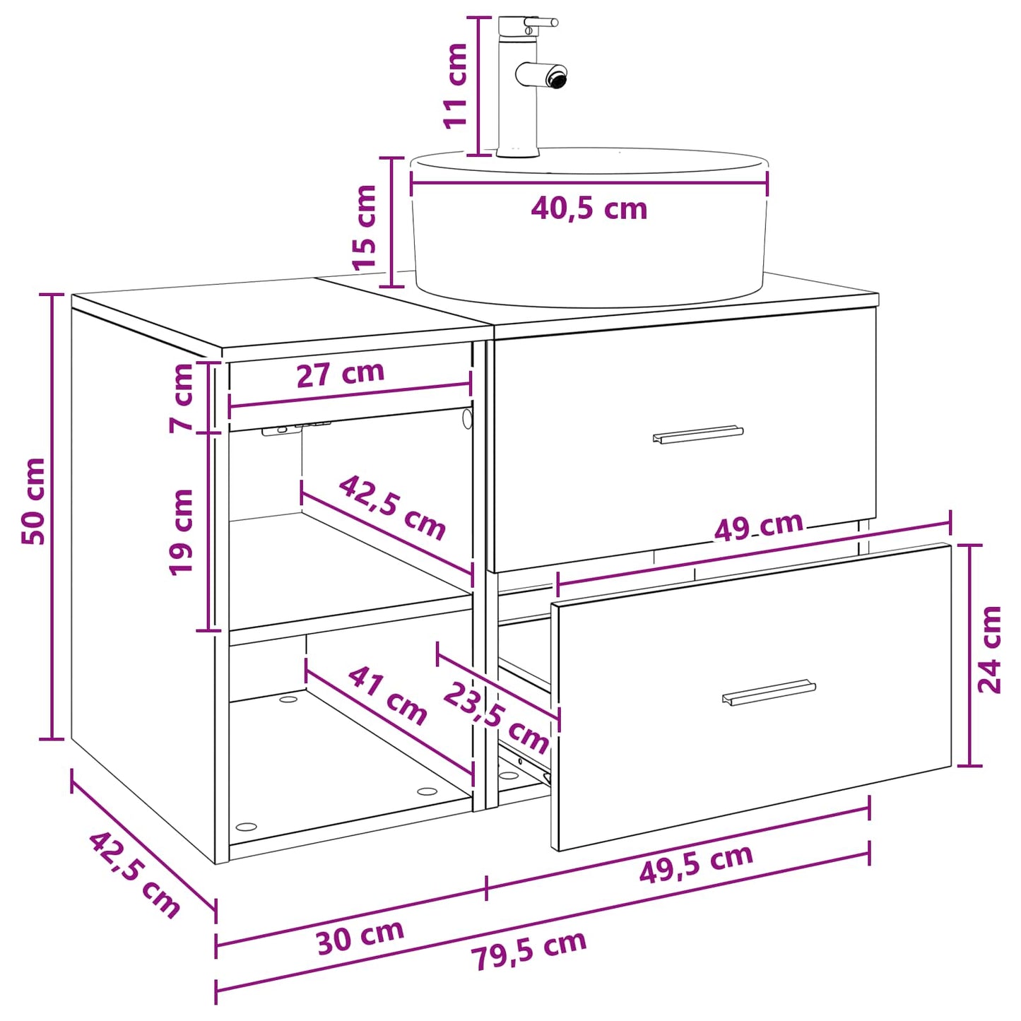 Badkamermeubelset 2 pcs Oud hout Bewerkt hout