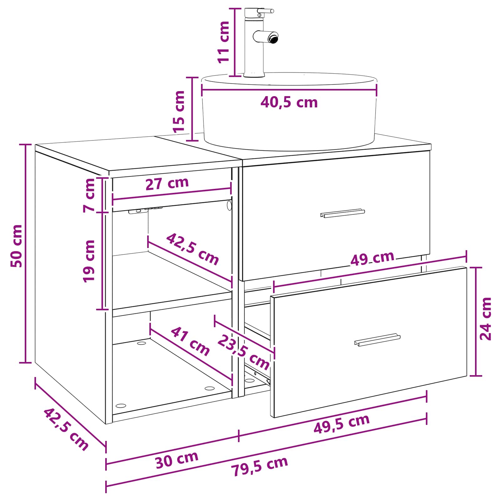 Badkamermeubelset 2 pcs Oud hout Bewerkt hout