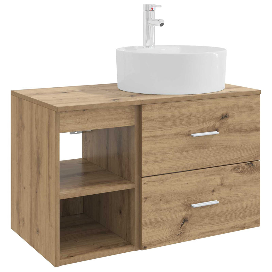 Badkamermeubelset 2 pcs Artisanaal eiken Bewerkt hout