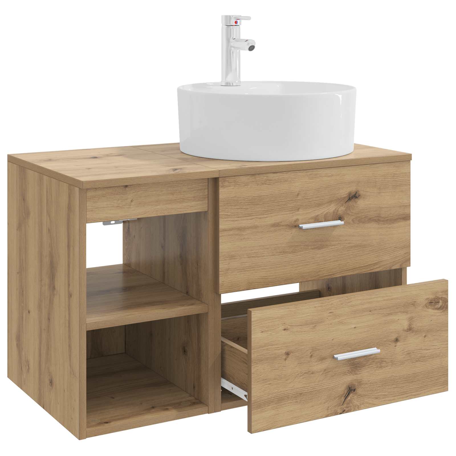 Badkamermeubelset 2 pcs Artisanaal eiken Bewerkt hout