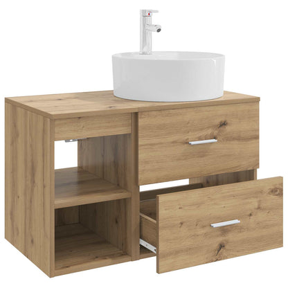 Badkamermeubelset 2 pcs Artisanaal eiken Bewerkt hout