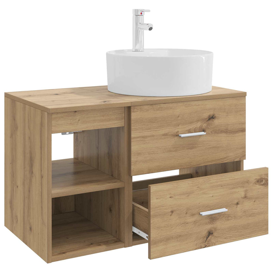 Badkamermeubelset 2 pcs Artisanaal eiken Bewerkt hout