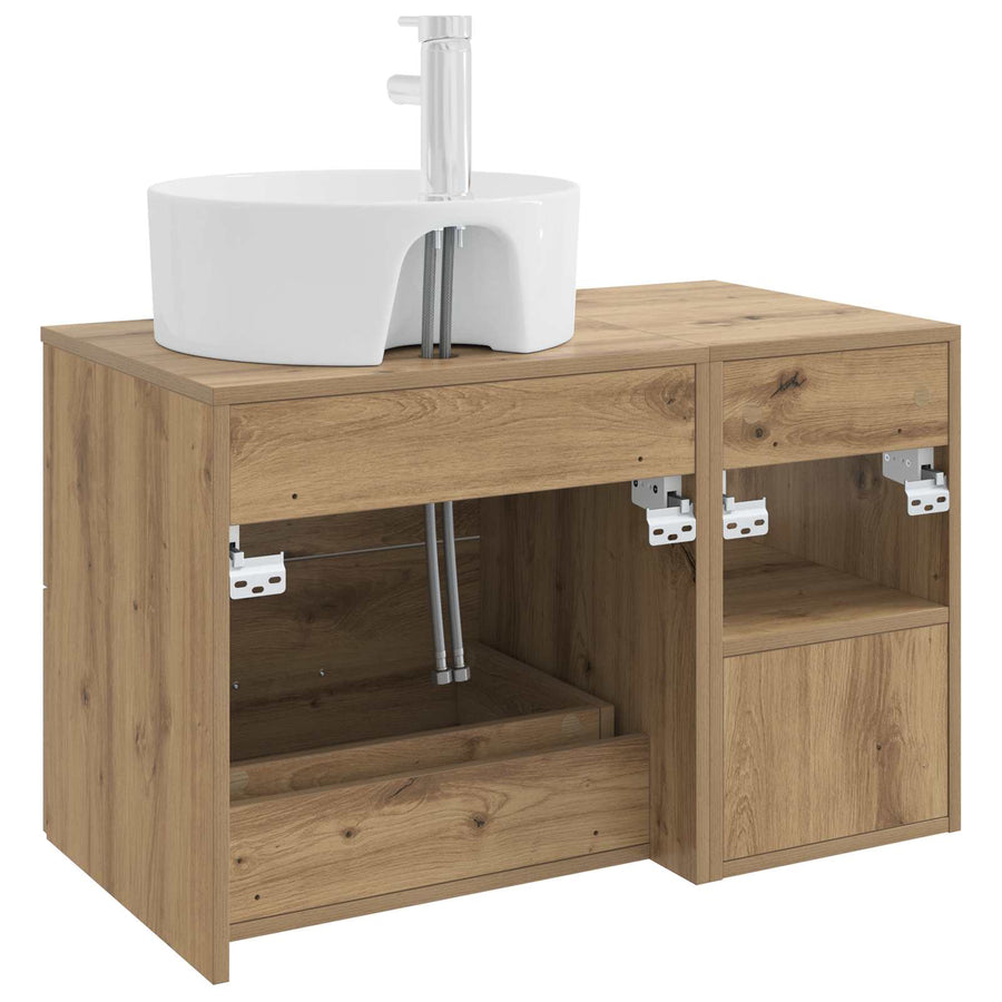 Badkamermeubelset 2 pcs Artisanaal eiken Bewerkt hout