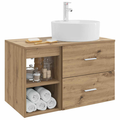 Badkamermeubelset 2 pcs Artisanaal eiken Bewerkt hout