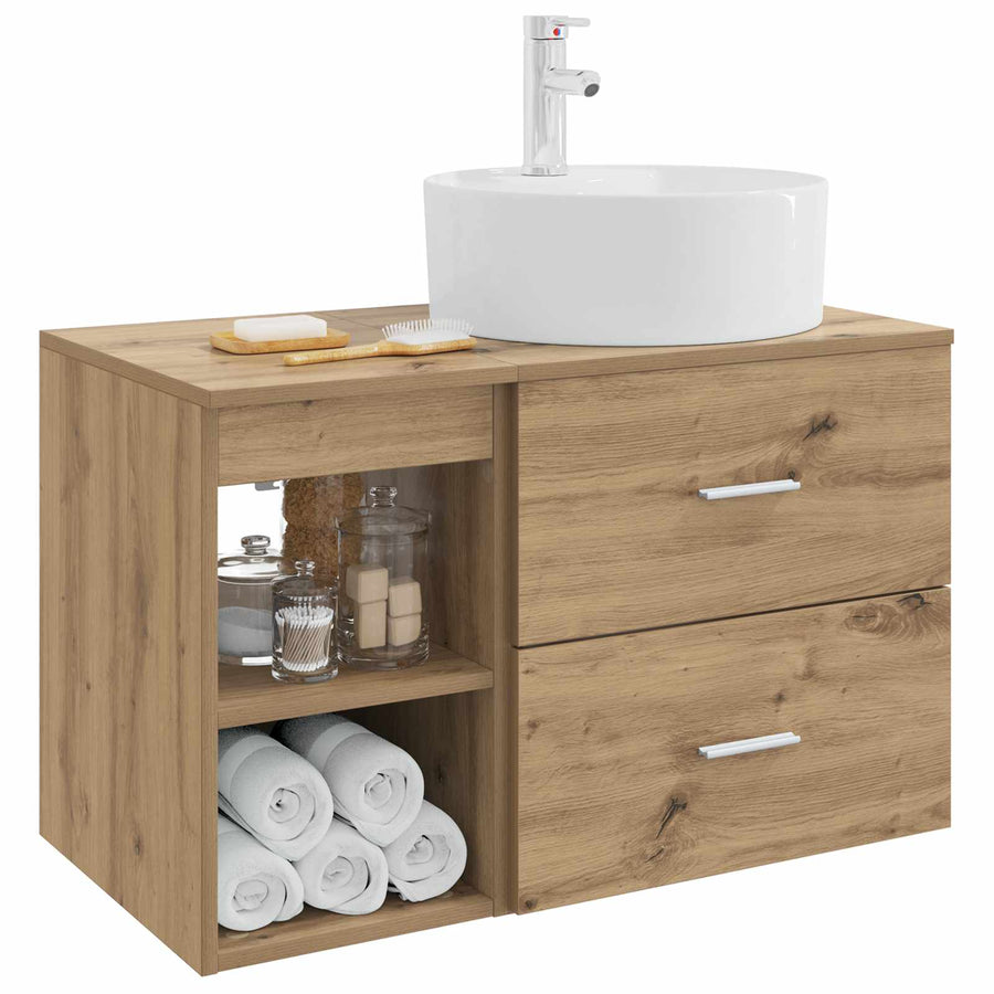 Badkamermeubelset 2 pcs Artisanaal eiken Bewerkt hout