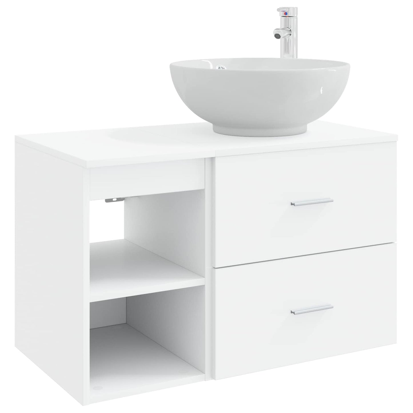 Badkamermeubelset 2 pcs Wit Bewerkt hout