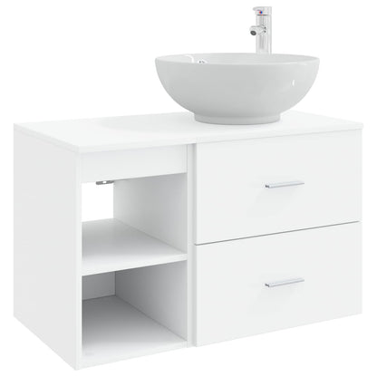 Badkamermeubelset 2 pcs Wit Bewerkt hout