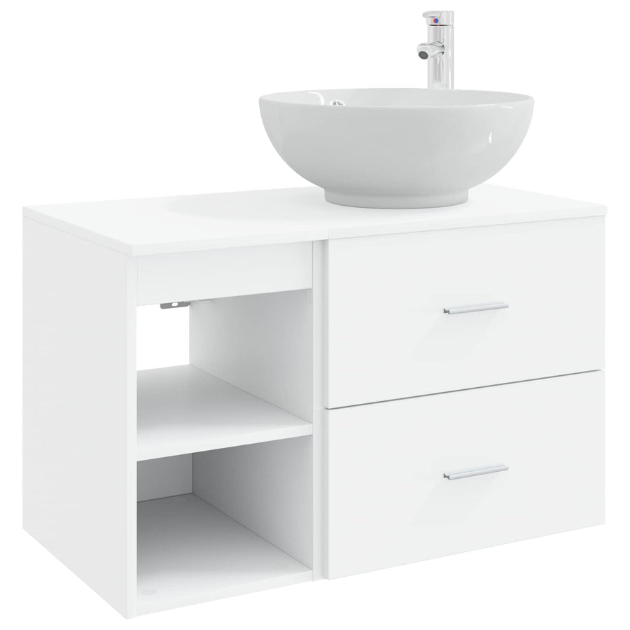 Badkamermeubelset 2 pcs Wit Bewerkt hout