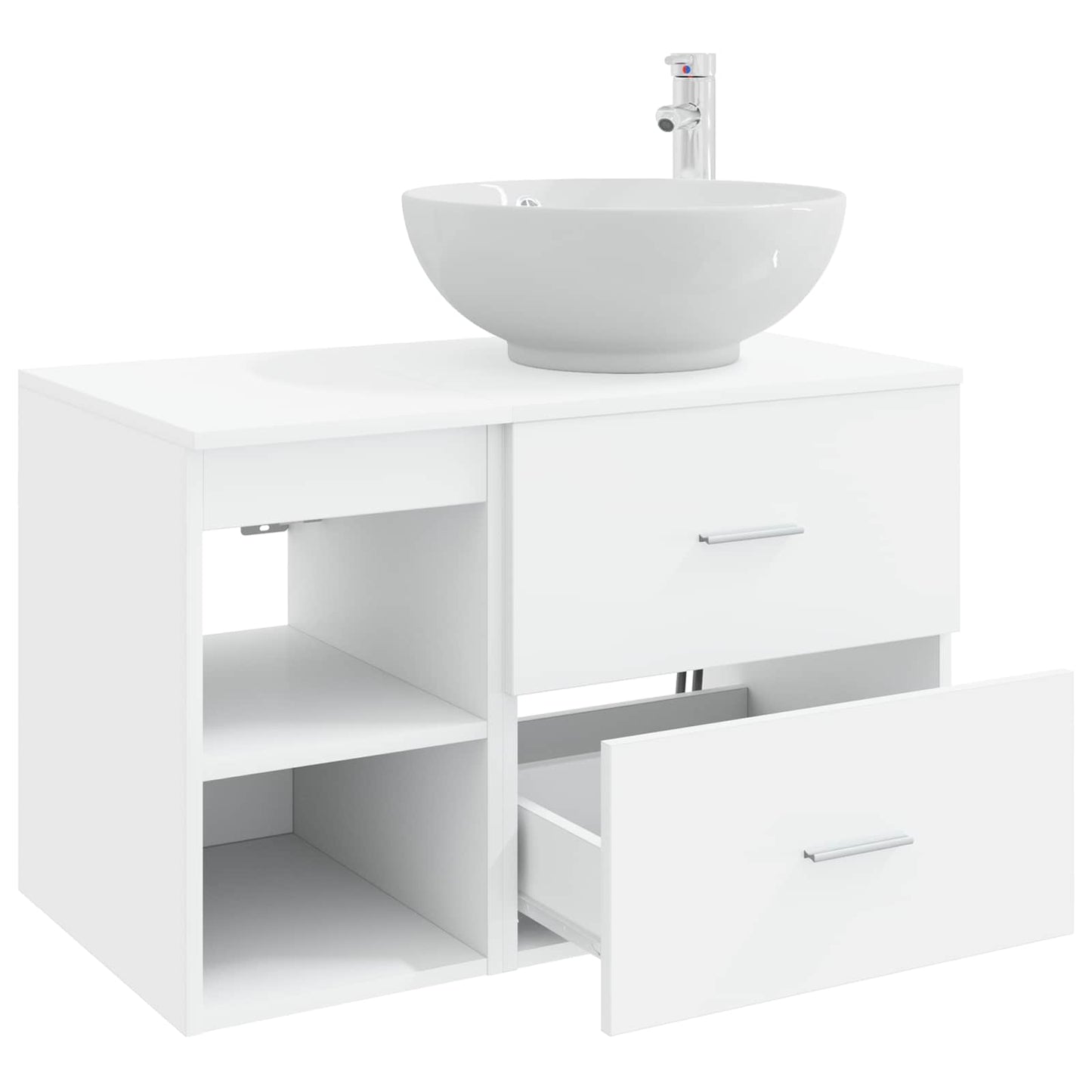 Badkamermeubelset 2 pcs Wit Bewerkt hout
