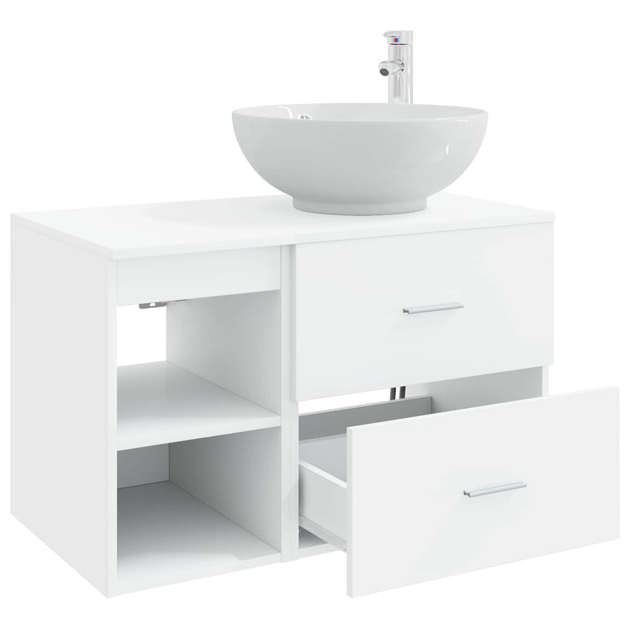 Badkamermeubelset 2 pcs Wit Bewerkt hout