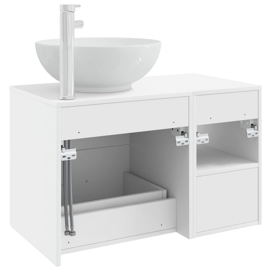 Badkamermeubelset 2 pcs Wit Bewerkt hout