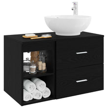 Badkamermeubelset 2 pcs Zwart eiken Bewerkt hout