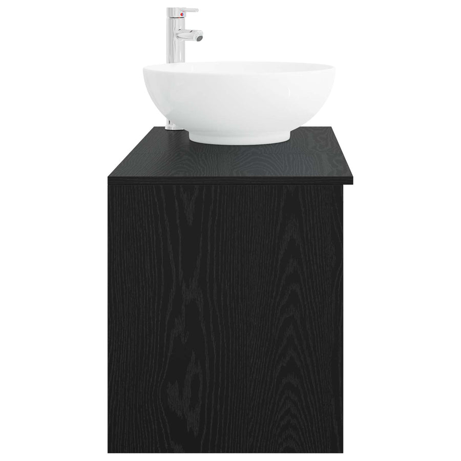 Badkamermeubelset 2 pcs Zwart eiken Bewerkt hout