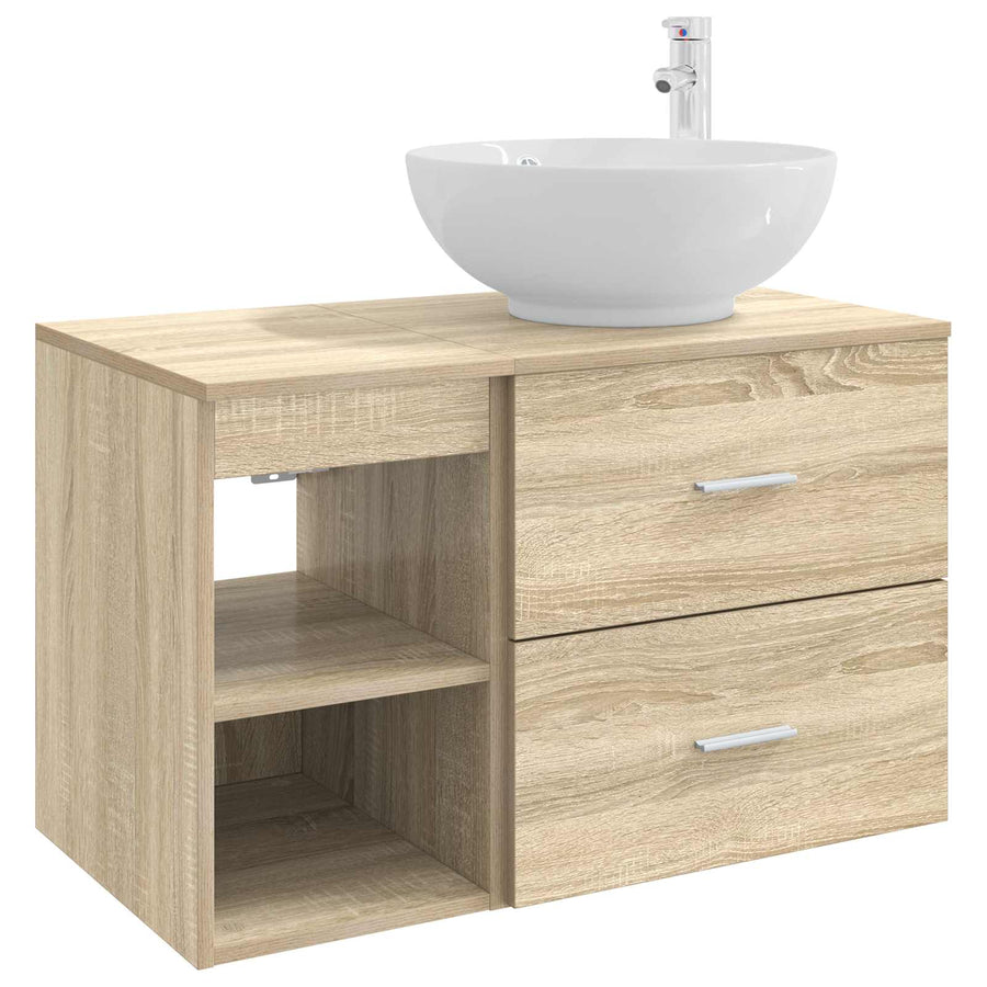 Badkamermeubelset 2 pcs Sonoma Eiken Bewerkt hout