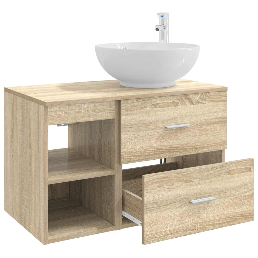 Badkamermeubelset 2 pcs Sonoma Eiken Bewerkt hout