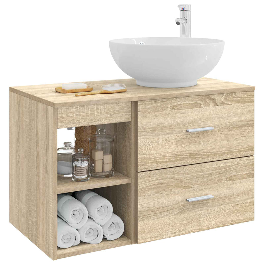 Badkamermeubelset 2 pcs Sonoma Eiken Bewerkt hout