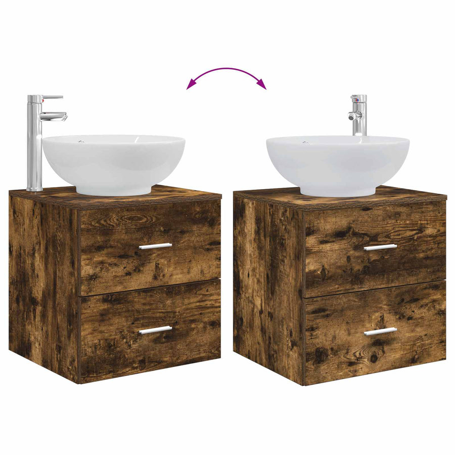 Badkamermeubelset 2 pcs Gerookt eiken Bewerkt hout